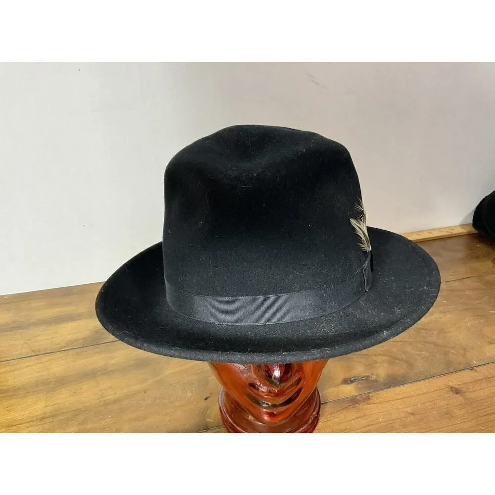 Jump Jive Black Wool Fedora Hat Made In USA Size Large